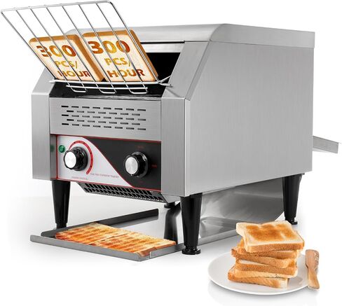 Dyna-Living Commercial Toaster 300 PCS/H Conveyor Toaster for Restaurant | 1900W Commercial Conveyor Toaster, Heavy Duty Stainless Steel Rolling Bread Toaster for Baking Bun, Bagel, Bread in Saudi Arabia