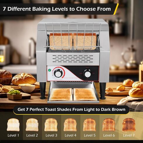 Dyna-Living Commercial Toaster 300 PCS/H Conveyor Toaster for Restaurant | 1900W Commercial Conveyor Toaster, Heavy Duty Stainless Steel Rolling Bread Toaster for Baking Bun, Bagel, Bread in Saudi Arabia