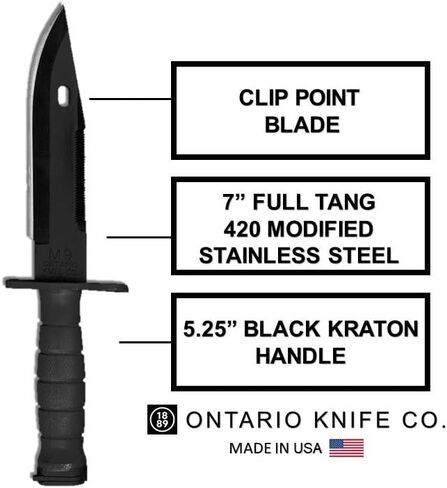 Ontario Knife Company, M9 Bayonet and Scabbard, Black , Overall Length: 12.25" in Saudi Arabia