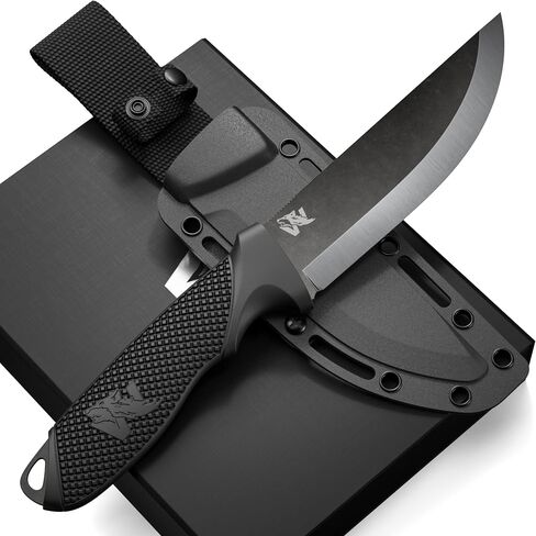 ODENWOLF W-FLAT Full Tang Survival Knife with Sheath - Stylish Tactical Fixed Blade - Made of D2 Steel - Bushcraft and Camping Knife Survival - Perfect EDC Hunting Knife with TPE Handle in Saudi Arabia