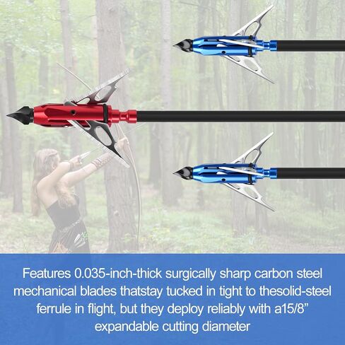 10-Pack 100 Grain Hunting Broadheads for Compound Bow 3-Blade Expandable | 420 Stainless Steel, Archery Hunting-Sharp Blades, Durable and Accurate Hunting Broadheads Compound Bow & Crossbow in Saudi Arabia