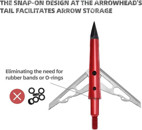 DEEPOWER 6 Pack Broadheads 100 Grain Mechanical Hunting Broadheads for Crossbow and Compound Bow 2" Cutting Diameter in Saudi Arabia