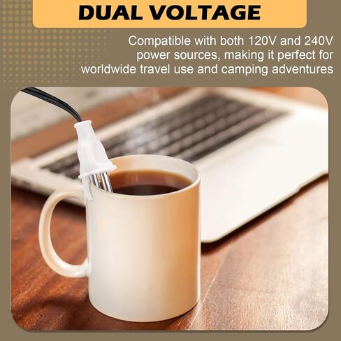 Portable Inersion Water Heater, Dual Voltage 120/240V-300W for Cups/Mugs | Instant Immersion Cup Mug Heater Fit Camping Traveling Coffee/Tea/Soup Electric Water Portable Reheater in Kuwait