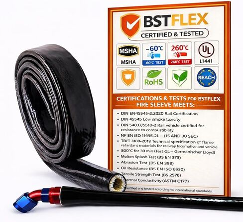 Heat Shield Fire Sleeve 3/4" ID x 5FT Silicone Coated Fiberglass for Automotive Hose Lines Wires& Electrical Wiring Black in Kuwait