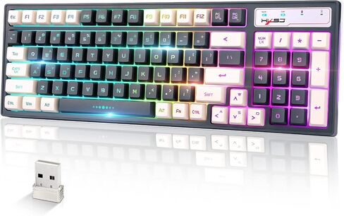 لوحة مفاتيح الألعاب اللاسلكية LexonElec إضاءة Chroma RGB، بطارية طويلة الأمد قابلة لإعادة الشحن بقدرة 2000 مللي أمبير في الساعة، لوحة مفاتيح ميكانيكية مزدوجة اللون مقاومة للماء لجهاز الكمبيوتر Mac PS4 Xbox in Kuwait