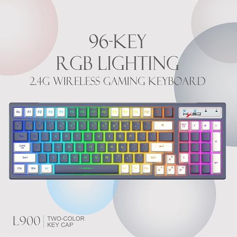 لوحة مفاتيح الألعاب اللاسلكية LexonElec إضاءة Chroma RGB، بطارية طويلة الأمد قابلة لإعادة الشحن بقدرة 2000 مللي أمبير في الساعة، لوحة مفاتيح ميكانيكية مزدوجة اللون مقاومة للماء لجهاز الكمبيوتر Mac PS4 Xbox in Kuwait