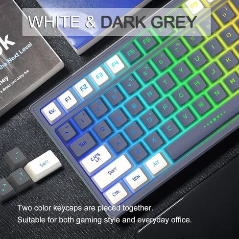 لوحة مفاتيح الألعاب اللاسلكية LexonElec إضاءة Chroma RGB، بطارية طويلة الأمد قابلة لإعادة الشحن بقدرة 2000 مللي أمبير في الساعة، لوحة مفاتيح ميكانيكية مزدوجة اللون مقاومة للماء لجهاز الكمبيوتر Mac PS4 Xbox in Kuwait