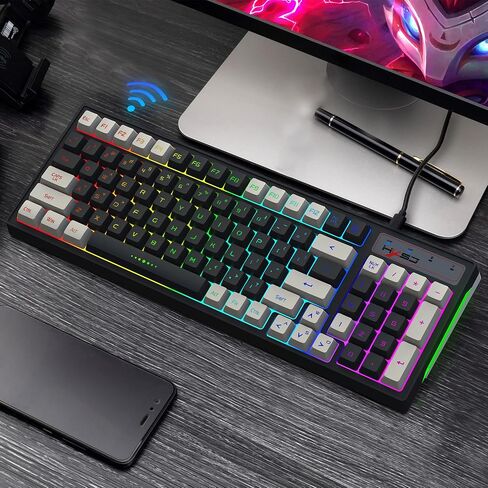 لوحة مفاتيح الألعاب اللاسلكية LexonElec إضاءة Chroma RGB، بطارية طويلة الأمد قابلة لإعادة الشحن بقدرة 2000 مللي أمبير في الساعة، لوحة مفاتيح ميكانيكية مزدوجة اللون مقاومة للماء لجهاز الكمبيوتر Mac PS4 Xbox in Kuwait