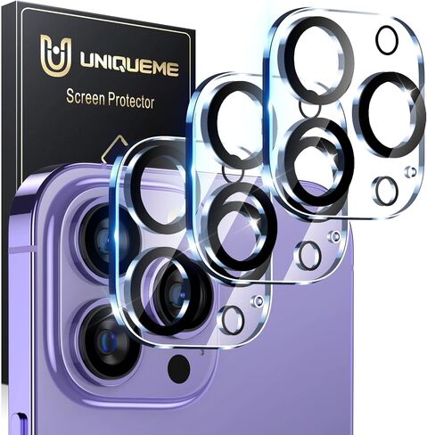 UniqueMe 3 Pack for iPhone 14 Pro Max/14 Pro Camera Lens Protector-Clear | Tempered Glass, Case Friendly, Scratch-Resistant, Night Shooting Mode in Saudi Arabia