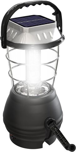 Dynamo Hand Crank Solar Powered Lantern - Battery-Operated or Rechargeable LED Light with Adjustable Settings for Camping by Whetstone (Black) in Saudi Arabia