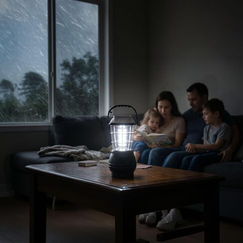 Dynamo Hand Crank Solar Powered Lantern - Battery-Operated or Rechargeable LED Light with Adjustable Settings for Camping by Whetstone (Black) in Saudi Arabia