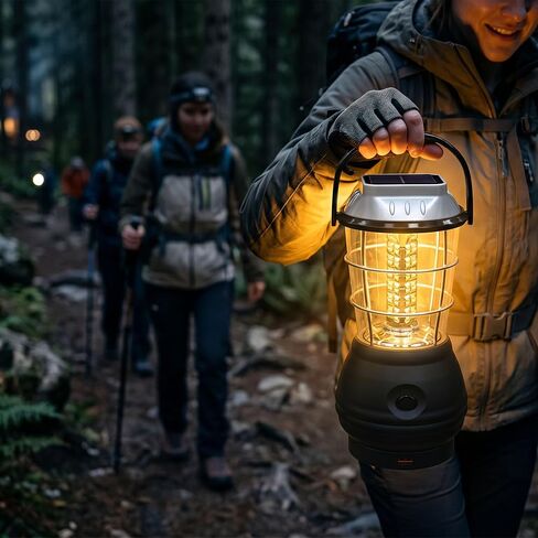 Dynamo Hand Crank Solar Powered Lantern - Battery-Operated or Rechargeable LED Light with Adjustable Settings for Camping by Whetstone (Black) in Saudi Arabia
