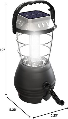 Dynamo Hand Crank Solar Powered Lantern - Battery-Operated or Rechargeable LED Light with Adjustable Settings for Camping by Whetstone (Black) in Saudi Arabia