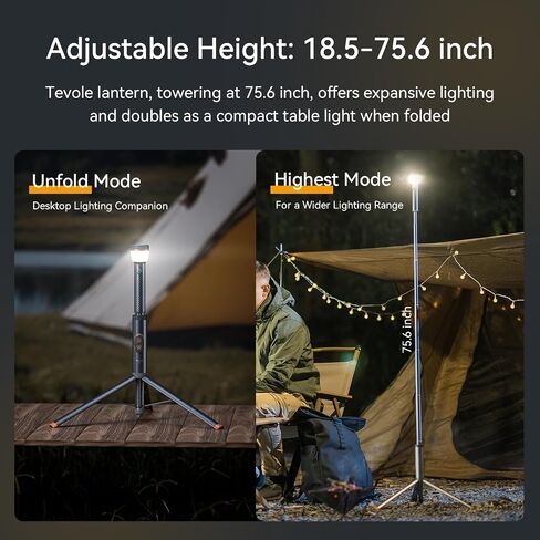 Telescopic Camping Light Collapsible 800 Lumens IP65 Waterproof Smart Remote Magnetic Base USB Rechargeable Battery Adjustable Height for Outdoor Adventure Hiking Emergency Lighting in Saudi Arabia