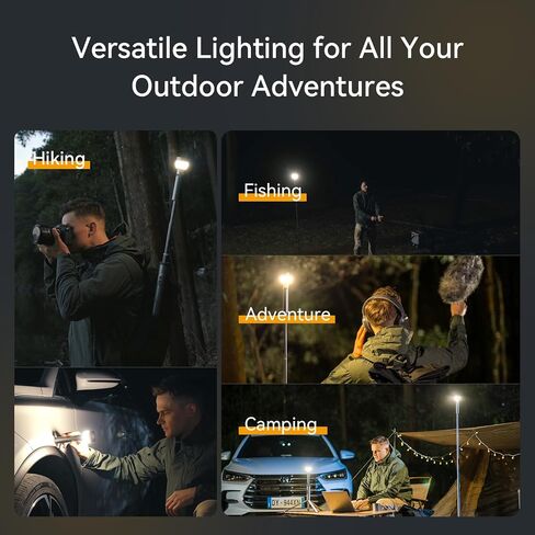 Telescopic Camping Light Collapsible 800 Lumens IP65 Waterproof Smart Remote Magnetic Base USB Rechargeable Battery Adjustable Height for Outdoor Adventure Hiking Emergency Lighting in Saudi Arabia
