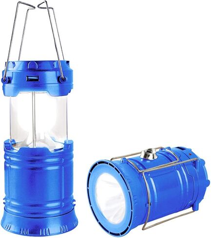 Censinda LED Camping Lantern, Solar and Rechargeable Lantern Flashlight Collapsible and Portable Light for Daily/Camp/Hiking/Night Fishing/Emergency/Hurricanes/Storm(Blue, 1 Pack) in Saudi Arabia