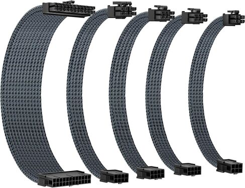 18AWG PSU Cable Extension GPU PC Power Supply Braided Cables, 1x24Pin ATX/1x8Pin(4+4) EPS/2x8Pin(6+2) PCIE Extension Cable -30CM in Saudi Arabia