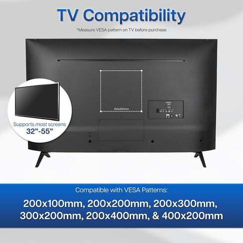 VIVO Steel VESA LCD LED TV Mount لوحة محول للشاشات من 32 إلى 55 بوصة، مجموعة تحويل لـ VESA 50x50-100x100 إلى 200x100-400x200، MOUNT-AD4X2 in Kuwait