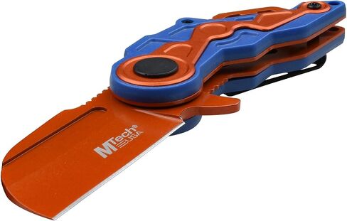 MTech USA – Spring Assisted Folding Knife – Orange Stainless Steel Wharncliffe Blade, Blue and Orange ABS Handle, Bottle Opener, Tactical, EDC, Self Defense- MT-A1199BOR in Saudi Arabia