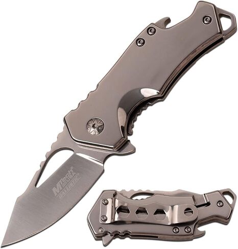 MTech USA – Spring Assisted Folding Knife – Mirror Polished Fine Edge Stainless Steel Blade and Handle, Bottle Opener, Pocket Clip, Tactical, EDC, Self Defense- MT-A882SCH in Saudi Arabia