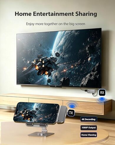 2026 Type-C Wireless HDMI Transmitter and Receiver, Plug&Play Wireless Screen Casting, 2-in-1 USB C HDMI Transmitter Kit, Mirror Video and Audio for Phone Laptop PC to TV Projector Monitor in Saudi Arabia