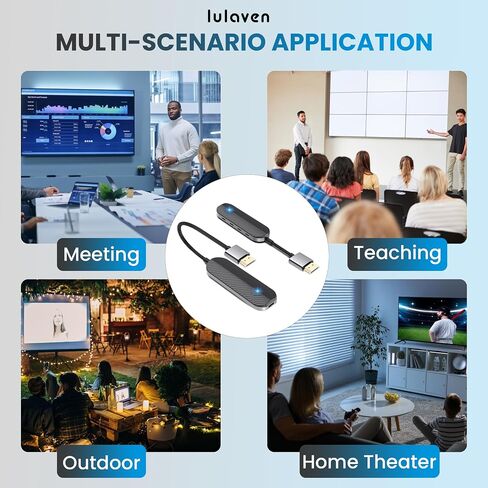 lulaven iShare Pro Wireless HDMI Transmitter and Receiver Kit, 328ft Plug & Play for Laptop PC MacBook iPhone 15/16/17, Includes USB-C + Micro + Mini HDMI Adapters, 1080P 60Hz Zero-Lag, No WiFi Needed in Saudi Arabia