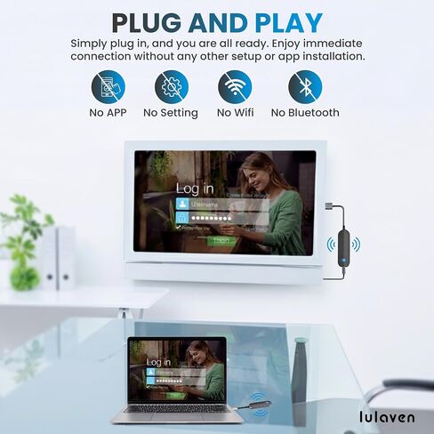 lulaven iShare Pro Wireless HDMI Transmitter and Receiver Kit, 328ft Plug & Play for Laptop PC MacBook iPhone 15/16/17, Includes USB-C + Micro + Mini HDMI Adapters, 1080P 60Hz Zero-Lag, No WiFi Needed in Saudi Arabia