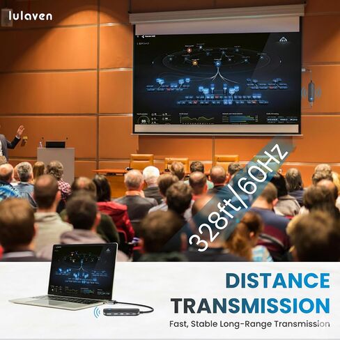 lulaven iShare Pro Wireless HDMI Transmitter and Receiver Kit, 328ft Plug & Play for Laptop PC MacBook iPhone 15/16/17, Includes USB-C + Micro + Mini HDMI Adapters, 1080P 60Hz Zero-Lag, No WiFi Needed in Saudi Arabia