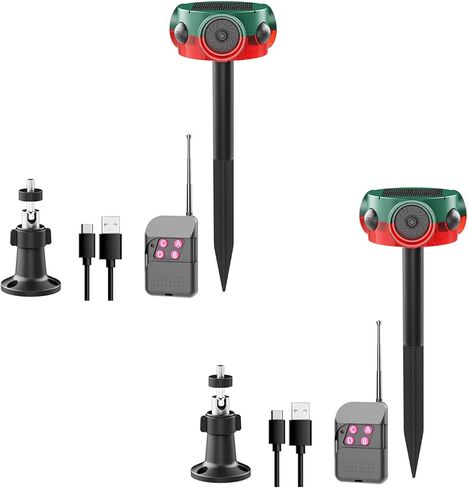 Solar Outdoor Motion Alarm, 120dB Dog Barking, Recording, IP65, Remote | Custom Sound, 360° All Coverage, 3×120dB Loud Noise Maker, 14 Sounds Detector, 6 Activated Strobe Lights for Yard Farm Garden in Saudi Arabia