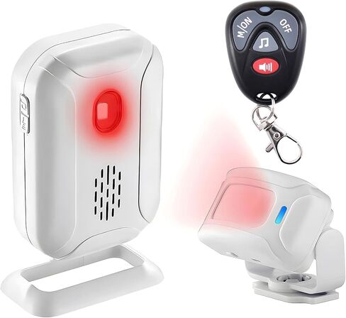 GREENCYCLE Outdoor Motion Sensors with Alarm, Driveway Alarms Wireless Outside Weatherproof, Motion Detection Chime IP64 Waterproof 900ft Long Range Loud Chime Protect Property Security Alert System in Saudi Arabia