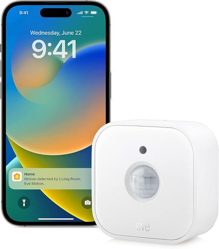 Eve Eve Motion (Matter) White Motion Detector, IPX3 Water Resistance, Light Sensor, 9 m Detection Range, Battery Powered, Matter-enabled, Thread-enabled in Saudi Arabia