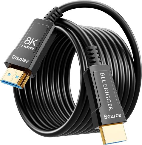 BlueRigger 10K 8K Fiber Optic HDMI 2.1 Cable 50FT in-Wall CL3 Rated 48Gbps in Saudi Arabia