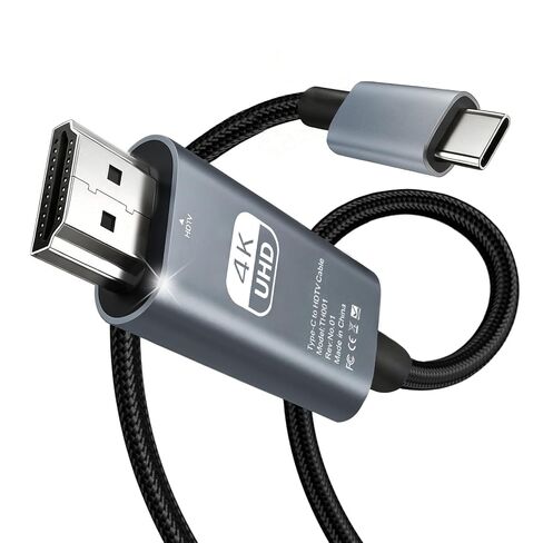 USB C to HDMI Cable for iPhone 17/16/15 to TV Projector Monitor, High-Speed USB Type C to HDMI 2.0 Braided Cord, Thunderbolt 3/4 Compatible with MacBook, iPad Pro, iMac, Galaxy S8-S25(4K@30Hz, 6.6ft) in Saudi Arabia
