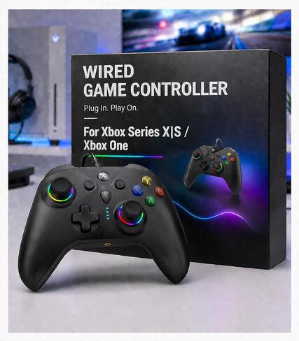 KentroGrip Wired Controller for Xbox Series X|S/Xbox One with TMR Joysticks | Black Wired Gamepad With M1/M2 Back Buttons, Turbo, RGB Lights, Textured Grips, 3.5mm Headset Jack in Saudi Arabia