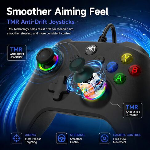 KentroGrip Wired Controller for Xbox Series X|S/Xbox One with TMR Joysticks | Black Wired Gamepad With M1/M2 Back Buttons, Turbo, RGB Lights, Textured Grips, 3.5mm Headset Jack in Saudi Arabia