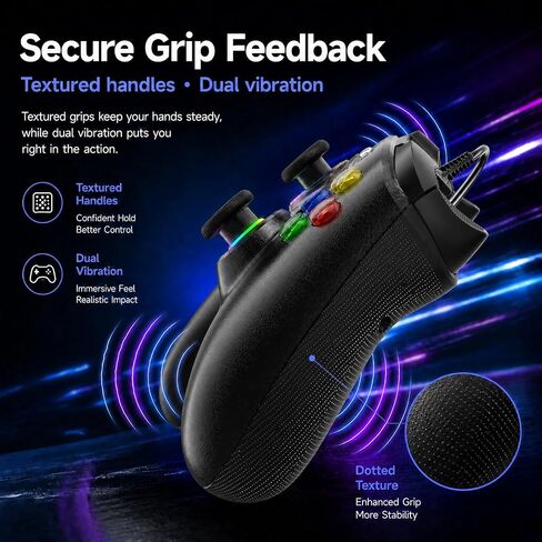 KentroGrip Wired Controller for Xbox Series X|S/Xbox One with TMR Joysticks | Black Wired Gamepad With M1/M2 Back Buttons, Turbo, RGB Lights, Textured Grips, 3.5mm Headset Jack in Saudi Arabia