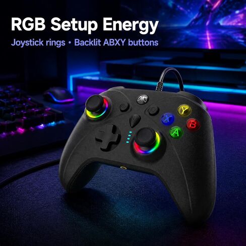 KentroGrip Wired Controller for Xbox Series X|S/Xbox One with TMR Joysticks | Black Wired Gamepad With M1/M2 Back Buttons, Turbo, RGB Lights, Textured Grips, 3.5mm Headset Jack in Saudi Arabia