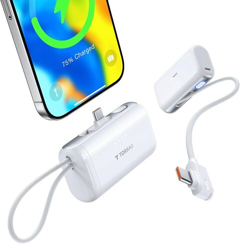 TORRAS MiniMag 5000mAh Magnetic Power Bank, Ultra-Slim 0.3in MagSafe-Compatible Wireless Charger, 18W USB-C Fast Charging Battery Pack for Daily Commute & EDC, Fits iPhone 17/16/15/14/13/12, Gray in Saudi Arabia