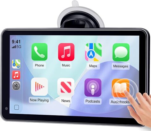 Portable Carplay Screen with Backup Camera - Bluetooth Fast Connects in 1s | HD 1080P Touchscreen Supports Both Apple CarPlay & Android Auto - No Dashboard Removal, GPS Navigation, Voice Control in Saudi Arabia