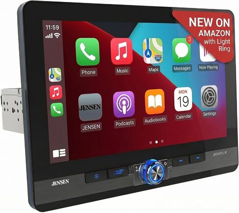 Jensen J1CA10FL 10.1" Wireless Apple CarPlay Android Auto Single/Double DIN | Fits single or double DIN, wired or wireless Certified Apple CarPlay plus Android Auto, front and rear camera inputs, USB in Saudi Arabia