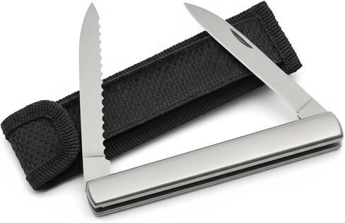 SZCO 4.5" Steel Harvest Folding Pocket Knife for Men – Compact EDC Small Pocket Knife with Dual Stainless Steel Blades Pocket Knives & Folding Knives with Sheath for Gardening, Camping, and Everyday Carry in Kuwait