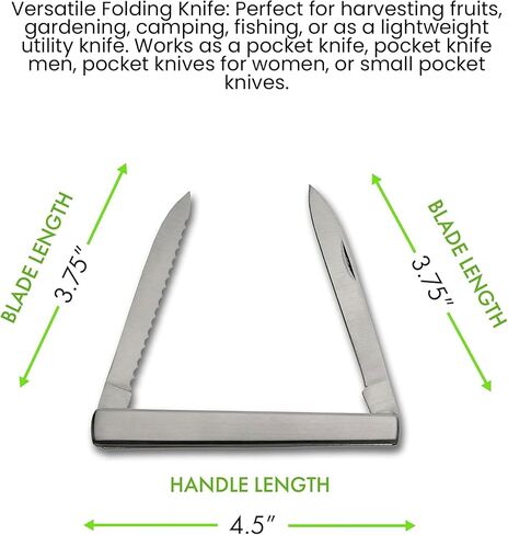 SZCO 4.5" Steel Harvest Folding Pocket Knife for Men – Compact EDC Small Pocket Knife with Dual Stainless Steel Blades Pocket Knives & Folding Knives with Sheath for Gardening, Camping, and Everyday Carry in Kuwait