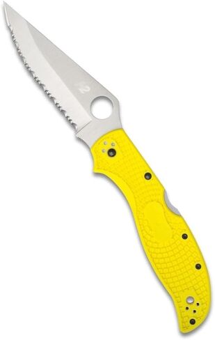 Spyderco Stretch 2 XL Lightweight Salt Folding Pocket Knife with 3" H-2 Steel Blade and FRN Handle - EDC Knife for Men and Women, Perfect for Hunting, Tactical, Camping - SpyderEdge - C258SYL in Saudi Arabia