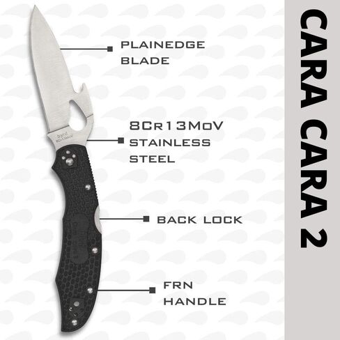 Spyderco Byrd Cara Cara 2 Emerson Opener Folding Knife, PlainEdge | 8.5" Overall Length, 3.77" 8Cr13MoV Steel Blade, FRN Handle, Back Lock, Full-Flat Grind in Kuwait