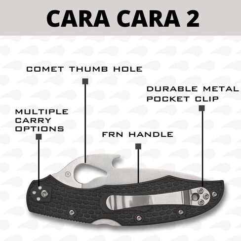 Spyderco Byrd Cara Cara 2 Emerson Opener Folding Knife, PlainEdge | 8.5" Overall Length, 3.77" 8Cr13MoV Steel Blade, FRN Handle, Back Lock, Full-Flat Grind in Kuwait