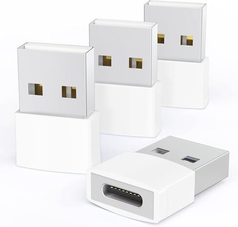 Syntech USB to USB C Adapter 4 Pack, Type C Female to USB Male Converter Power Charger Cable Adapter Compatible with MagSafe Apple Watch Series 10/SE/Ultra 2 iPhone 16 Plus Pro Max AirPods Pro, Black | Soft LED Light, Anti-Slip Design, 3A/480Mbps Fast Cha in Saudi Arabia