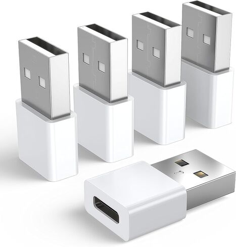 5 عبوات من محول USB إلى USBC، محول USBC إلى USB أبيض، ترقية شاحن USBA | شحن 5 فولت/3 أمبير، نقل بيانات 480 ميجابت في الثانية، لهاتف iPhone 17/16 Pro Max Plus، iPad 9/10 Air 5 Mini 6، السيارة، Samsung S26 S25 S24 Plus Ultra in Kuwait