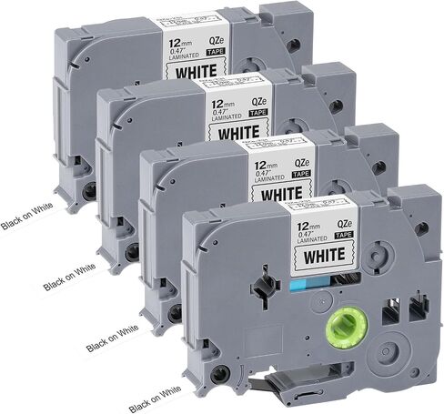 4pack 12mm 0.47'' TZe TZ Tape Laminated White Label Maker Tape Replacement for Brother P Touch Label Tape TZe-231 TZe231 Compatible with Brother PT-D210 PT-D220 PT-H110 PT-D410 PT-P710BT in Saudi Arabia