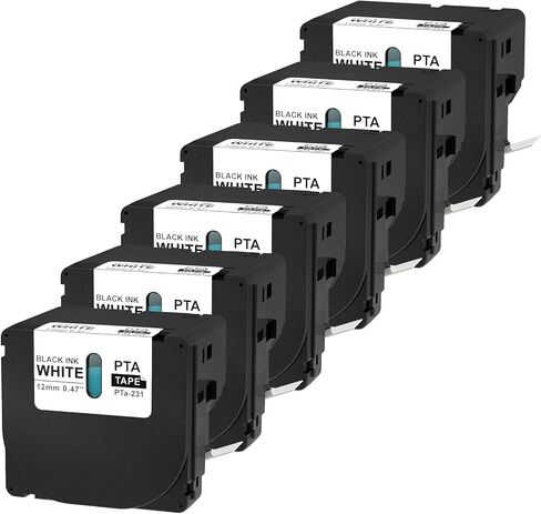 Replacement for Brother Btag 231 Label Tape Black on White 12mm 0.47 6-Pack | Thermal Transfer P-Touch Label Maker Tape Refills, Compatible with Brother PT-N10 PT-N20 PT-N25BT Label Makers in Saudi Arabia