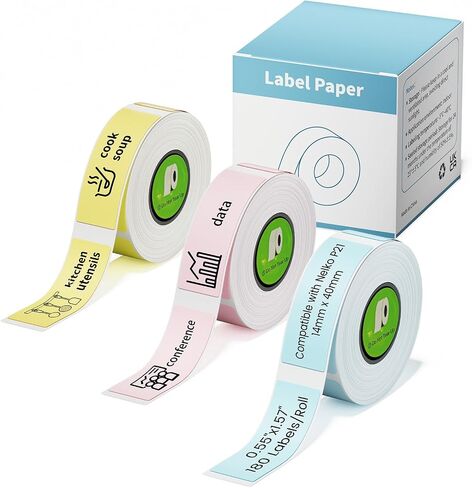 Label Maker Tape Replace for NELKO P21,ORGBRO X1,ORGSTA S001,NDYIN N12 | 14x40mm (0.55"x1.57"), Standard Laminated Office Labeling Tape Replacement,180 Labels/Roll, 3-Roll, White in Saudi Arabia